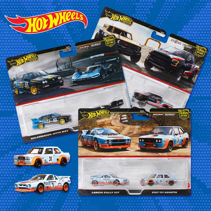 Hot Wheels Car Culture Volkswagen Gulf Oil Mercedes-Benz Double Car Set Artificial Alloy Car Model Toy Hbl96