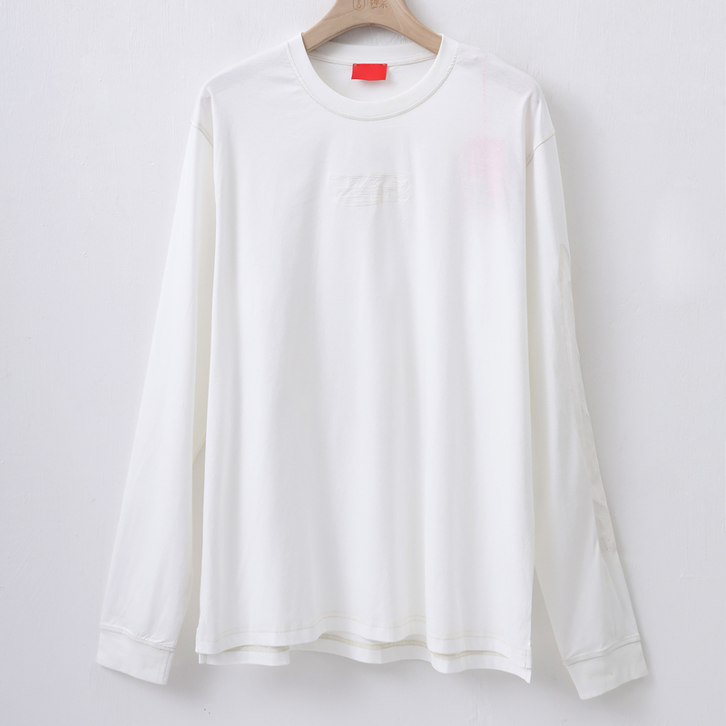 0602 [Maojia Preferred] Diesel Mercerized Cotton Single-Sleeve Letter Long-Sleeved t (Not )