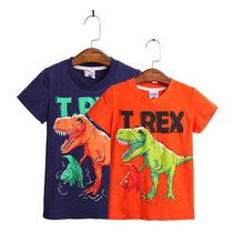 Childrens summer baby dinosaur pattern short sleeve T-shirt boys and girls T. Rex thin casual cotton stretch T-shirt