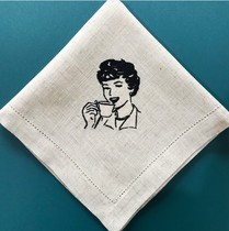 (Coffee Life) French retro LOGO linen napkin coffee shop Western food mouth cloth