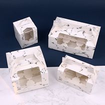 Portable round cupcake Box Marble Veins Maven Boxes Open Windows Transparent Baking West Point Packaging Box New