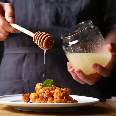 IM honey long handle mixing stick Wax-free beech wood honey access stick spoon Natural log mixing stick