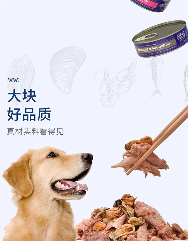 Fish4Dogs / Ocean Star Đóng hộp cho chó Bibimbap Dinh dưỡng tự nhiên cho chó Thức ăn ướt cho chó Đồ ăn nhẹ 100g * 1 lon - Đồ ăn vặt cho chó