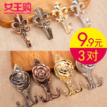 Curtain wall hook Wall hook hook Curtain accessories hook Pair of metal decorative rose plum blossom