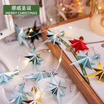 Christmas decoration new Christmas tree pendants electroplated eight-pointed star shopping mall window colorful hangings venue layout props