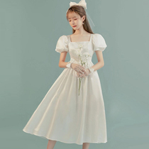 Small white dress Dress registration certificate marriage can usually be worn in a long small light wedding dress everyday summer