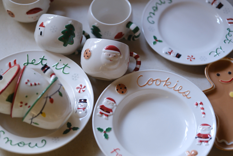 Christmas Tableware Snowman Santa Claus Mug Plate French Pasta Deep Plate Christmas Gift