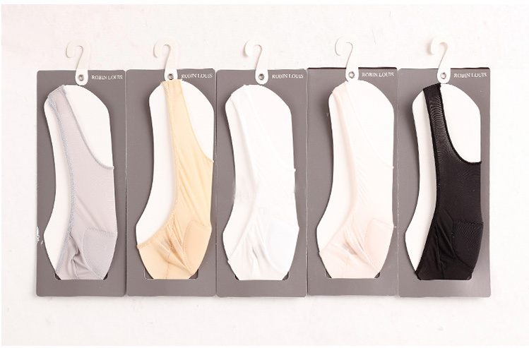 Ice silk stockings Summer ultra-thin Invisible Super Shallow Mouth Harnesses Invisible Socks Female Cotton Socks Semisole Silica Gel Stop Slip Socks
