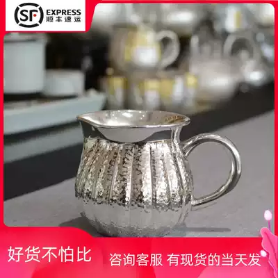 999 Sterling Silver Road cup pure hand portable tea divider foot silver 999 road pot silver tea set kung fu Japanese Tea Sea