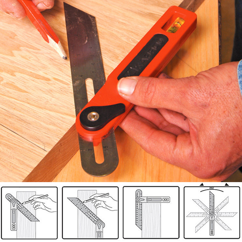 Israel KAPRO woodworking high precision movable angle ruler Multi-purpose horizontal scribing T-type angle ruler protractor tool