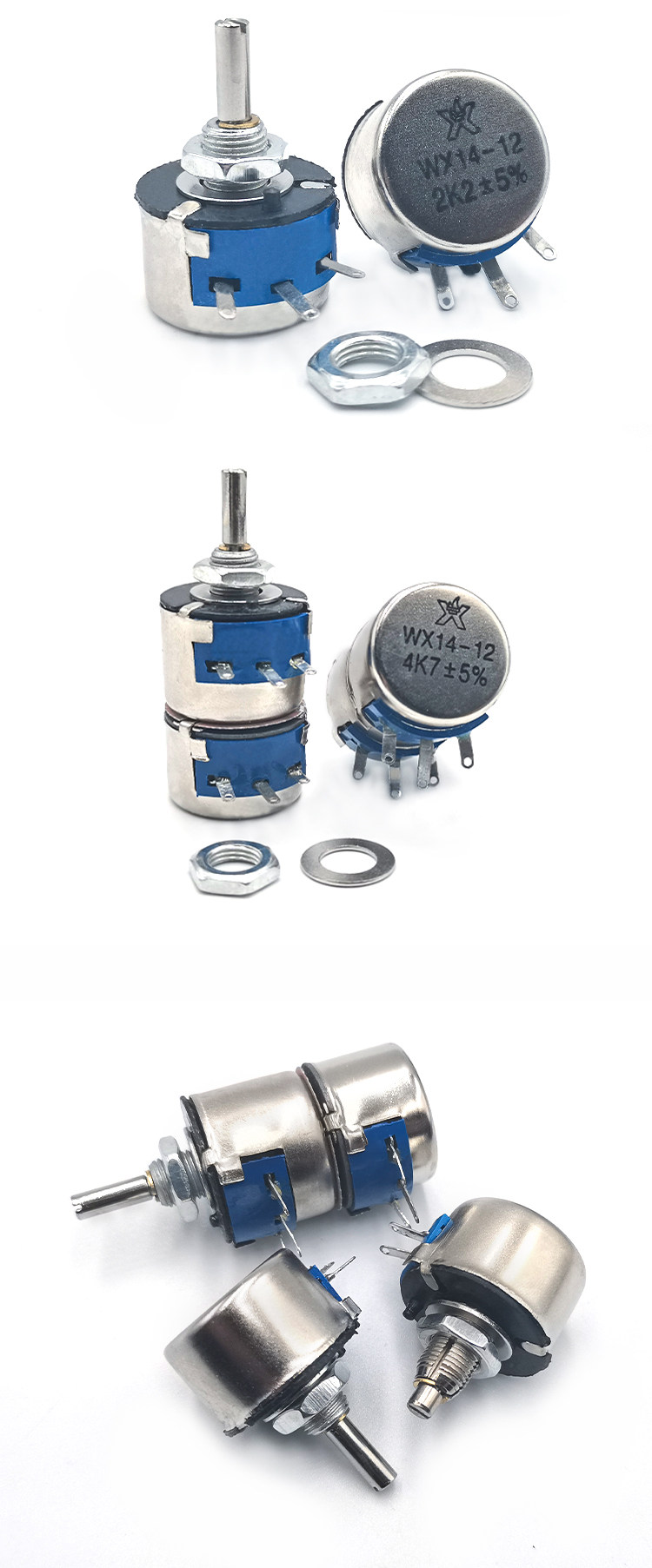 HAPRSLIKG Potentiomètre Enroulé à Fil 3W WX14-12 1K 2K2 3K3