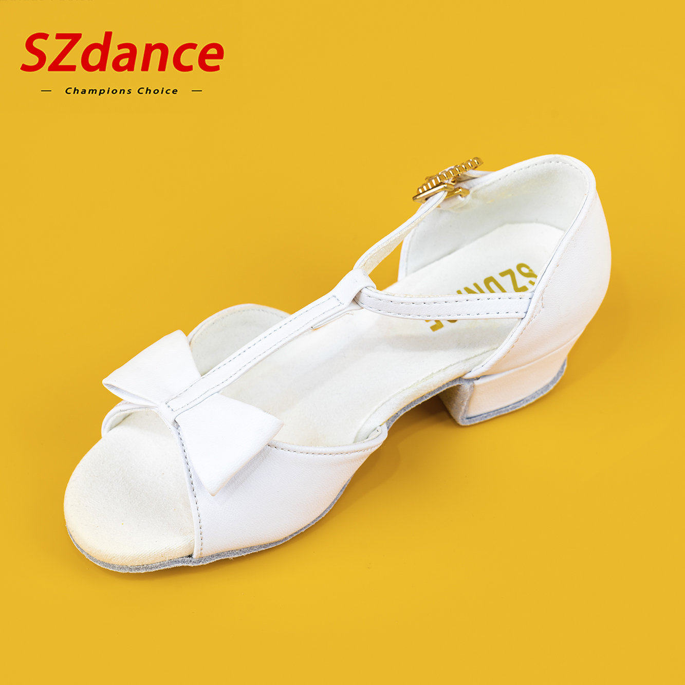 SZ dance shoes toddler Latin shoes girls leather pure white white shoes comfortable and textured Latin national standard dance arena