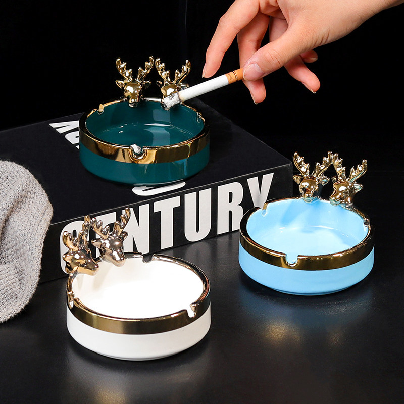 Nordic light and luxurious ceramic Ashtray Hem home Living room personality trend Fashion creative office Decorative Smoke Vat