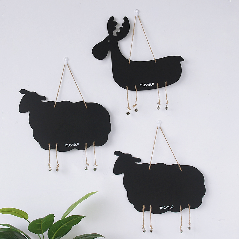 Creative hanging animal small blackboard children's message board household deer sheep double-sided blackboard door plate hanging wall decoration