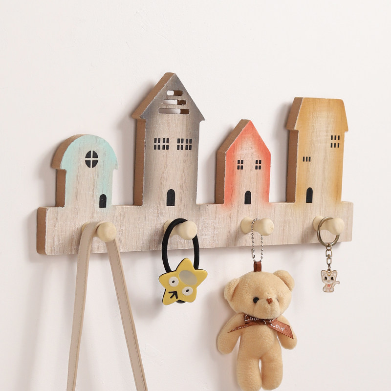 Creative entrance wall key hanger free punching bedroom wall hanging hanger wall hanger rack coat cap hook