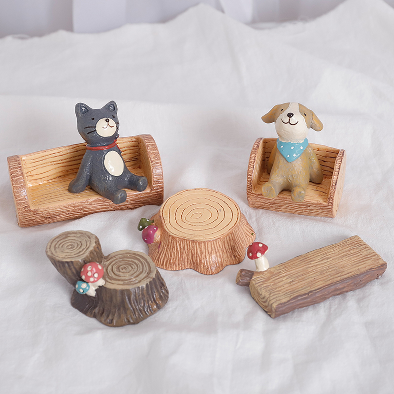 Zakka small stump mushroom stool chair accessory looking up at the starry sky animal resin ornament personality shooting props