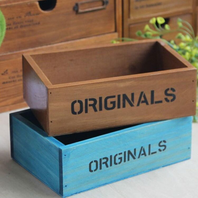 zakka Retro Wooden Desktop Jewelry contains cosmetic packaging boxes rectangular multi - flesh - boxed flower pot