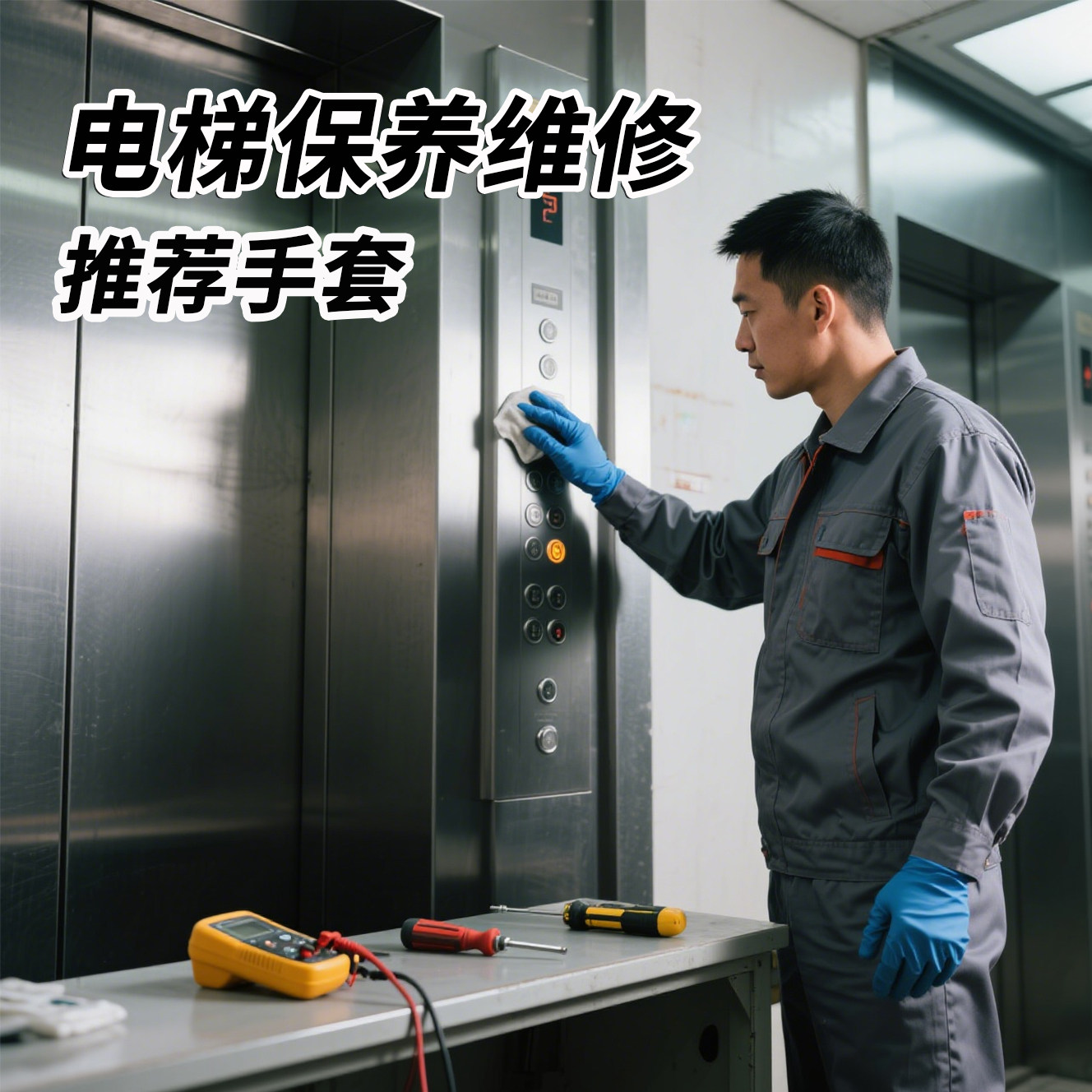 电梯保养维修一次性丁晴防割刺干活工作专用胶皮防护手套防油防水