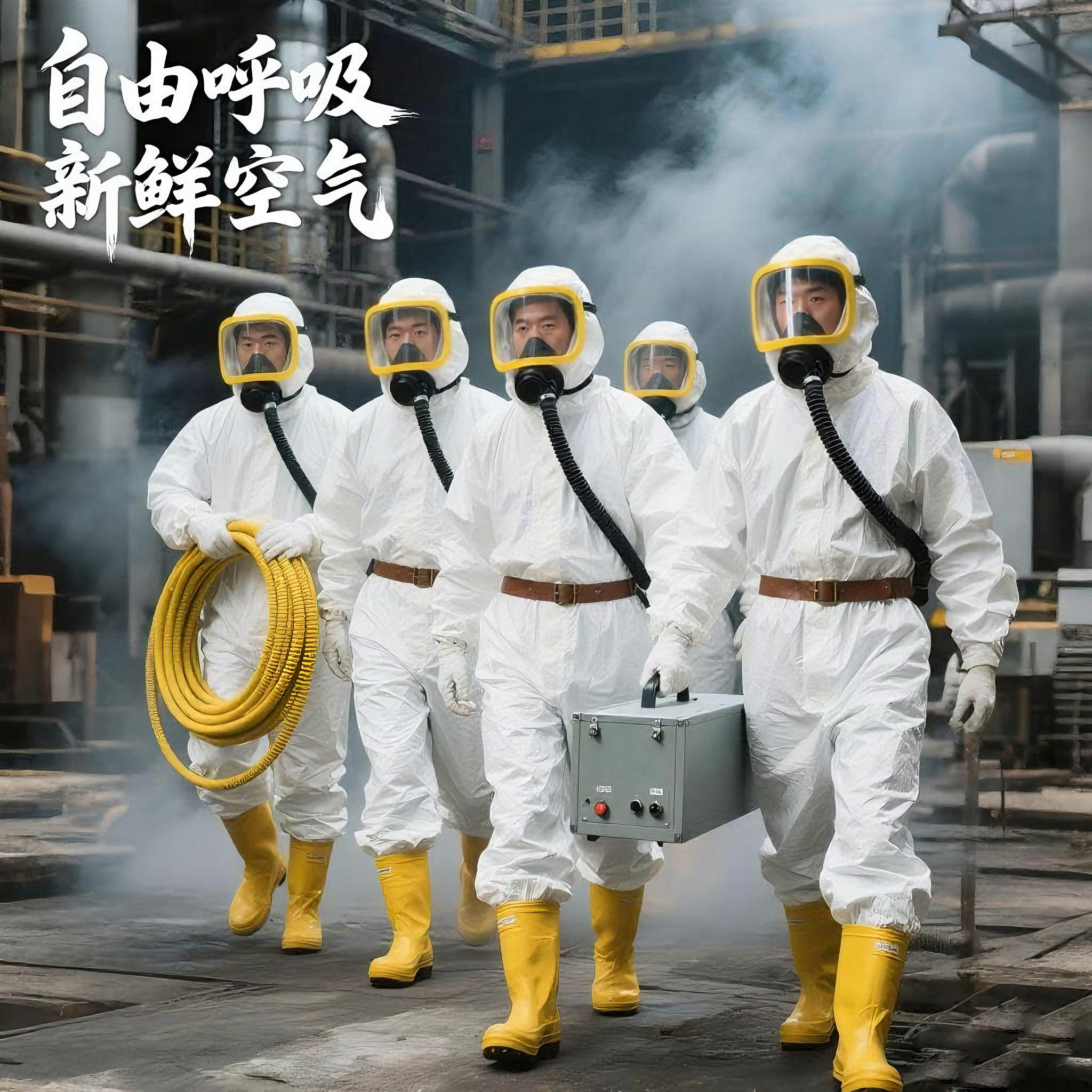 长管空气呼吸器有限空间应急器材高压电动送风式便携式自吸式面罩