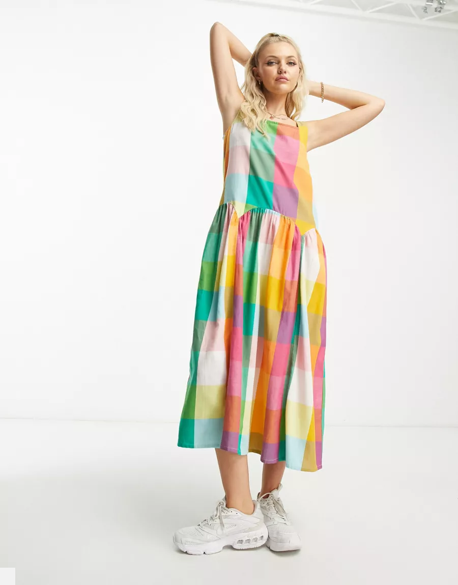 Straight Post UK 2023 new women's clothing small frescoed plaid bump-less sleeveless dress-Taobao