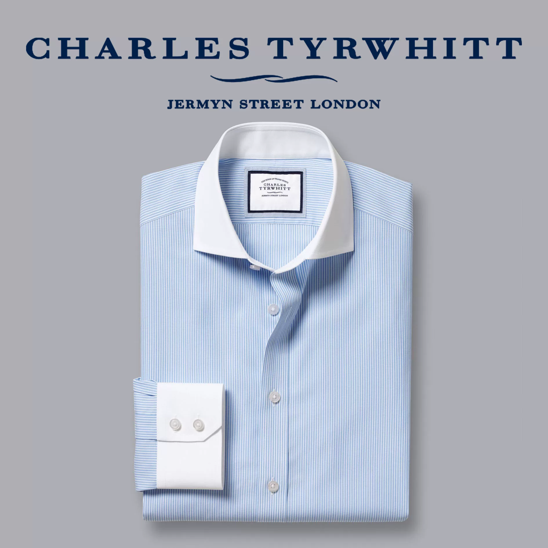 Thin blue universal shirt, slim fit