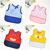 ins baby eating hood waterproof and anti-dirty summer thin children apron pure cotton sleeveless baby bib dinner pocket