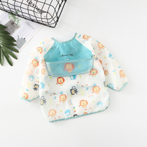 New children waterproof surrounding pocket long sleeves baby waterproof hood clothes breathable baby polyester Taft waterproof eating clothes