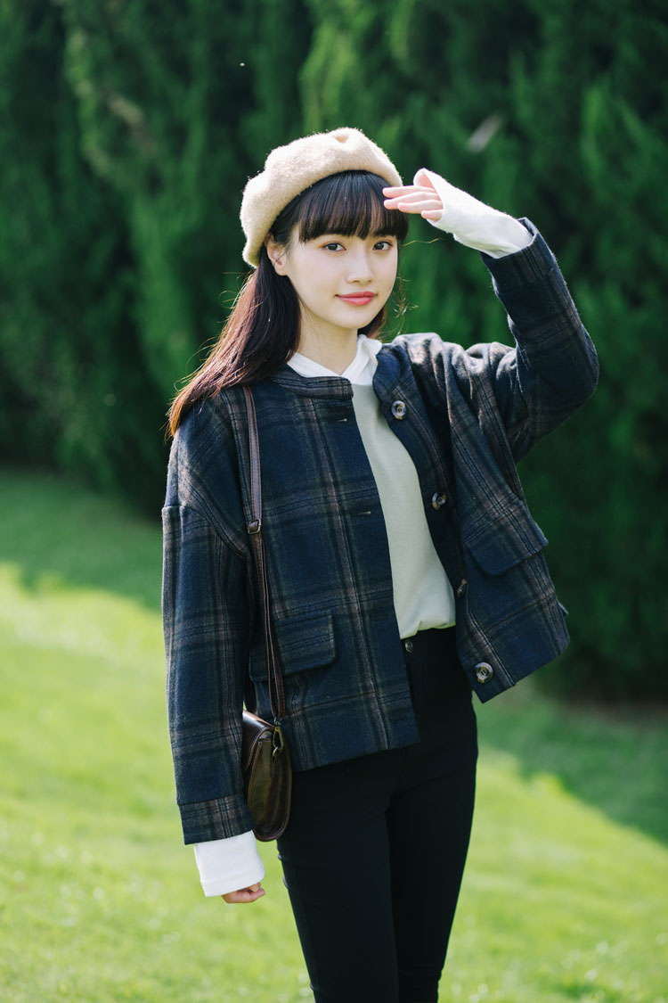 2018 mùa xuân văn học gió đại học tính khí ngọt ngào retro kẻ sọc Hàn Quốc phiên bản của hoang dã ngắn sinh viên áo len nữ áo khoác nữ đẹp 2021