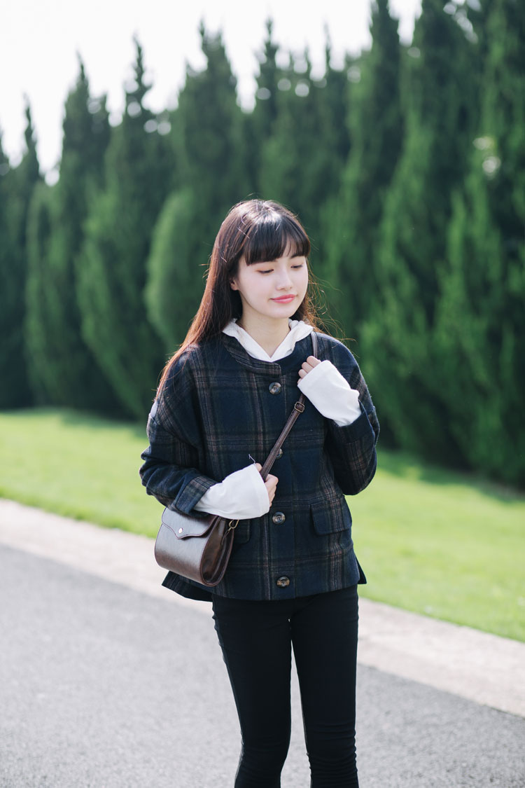 2018 mùa xuân văn học gió đại học tính khí ngọt ngào retro kẻ sọc Hàn Quốc phiên bản của hoang dã ngắn sinh viên áo len nữ áo khoác nữ đẹp 2021