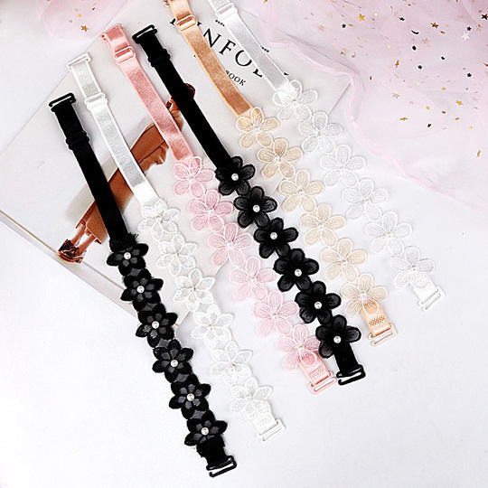 一字领肩带蕾丝双肩带花朵文胸罩带内衣带子隐形肩带女配件防滑夏