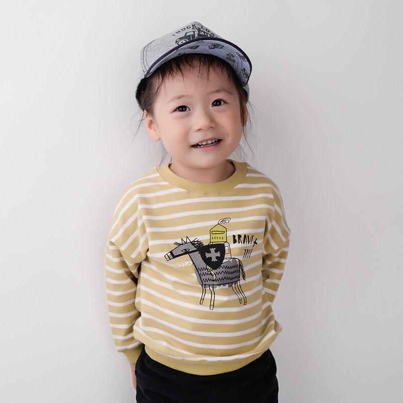 Boys dress Spring and Autumn Sweater Pure Cotton 2021 new baby long sleeve cartoon Han Edition children's tide