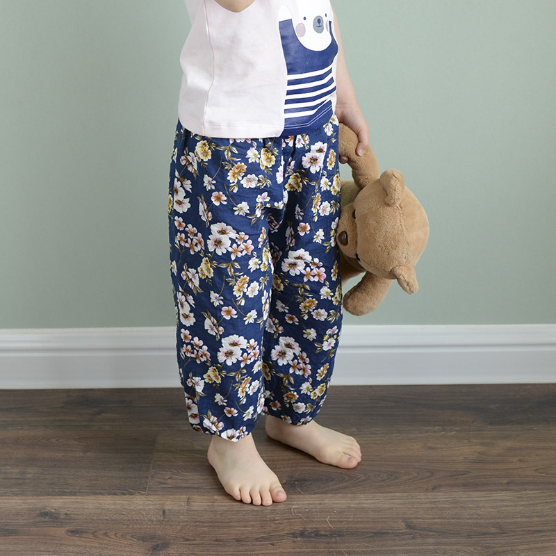 Girls anti mosquito pants cotton linen children 2019 new pants nine points summer baby air conditioning thin leisure lantern children