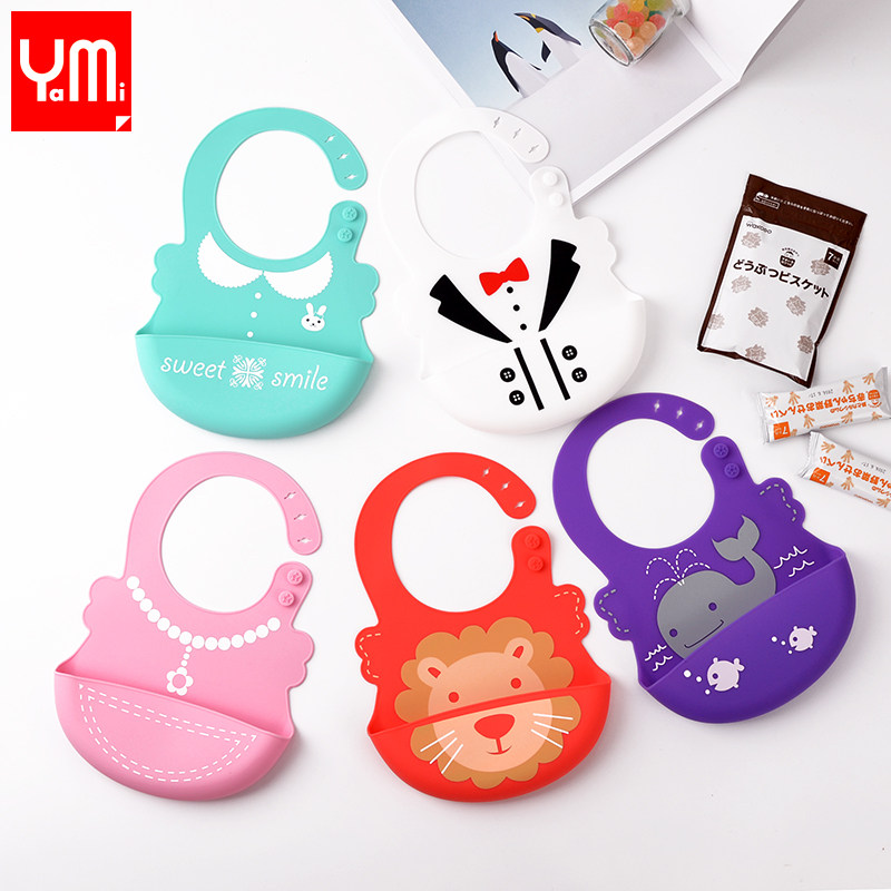 New baby bib waterproof non-wash baby bib pocket three-dimensional saliva towel edible rubber silicone food eat bib