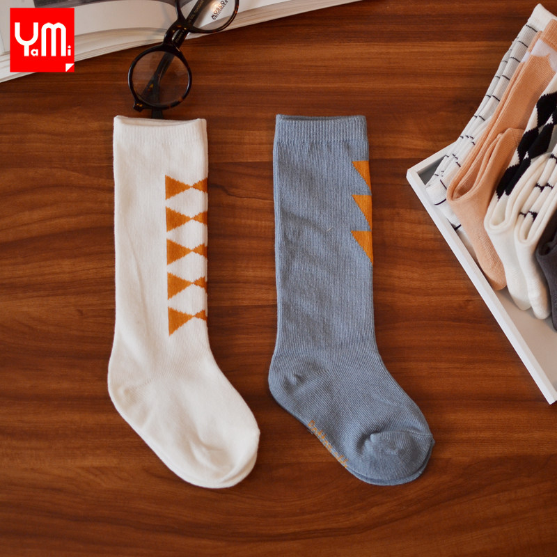 Spring Summer male and female baby Songkou Middle cylinder Sox American Yingren Wind Combed Cotton Children Socks Damp Butterfly Knot Rhombus 100 lap
