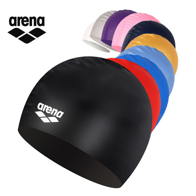 areena Arena swimcap woman waterproof without stranglehead long hair adult silicone Classic pure color male swimming cap