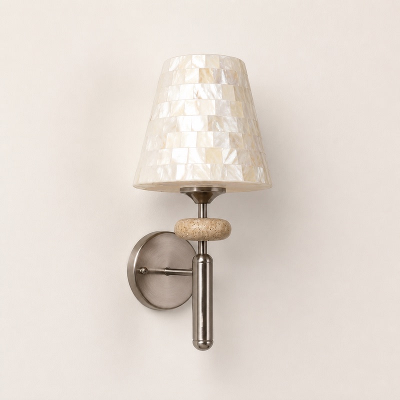 Tuscan Retro Shell Mosaic Wall Lamp Bedroom Bedside Lamp Living Room Light Luxury Modern Creative Decorative Lighting Fixtures