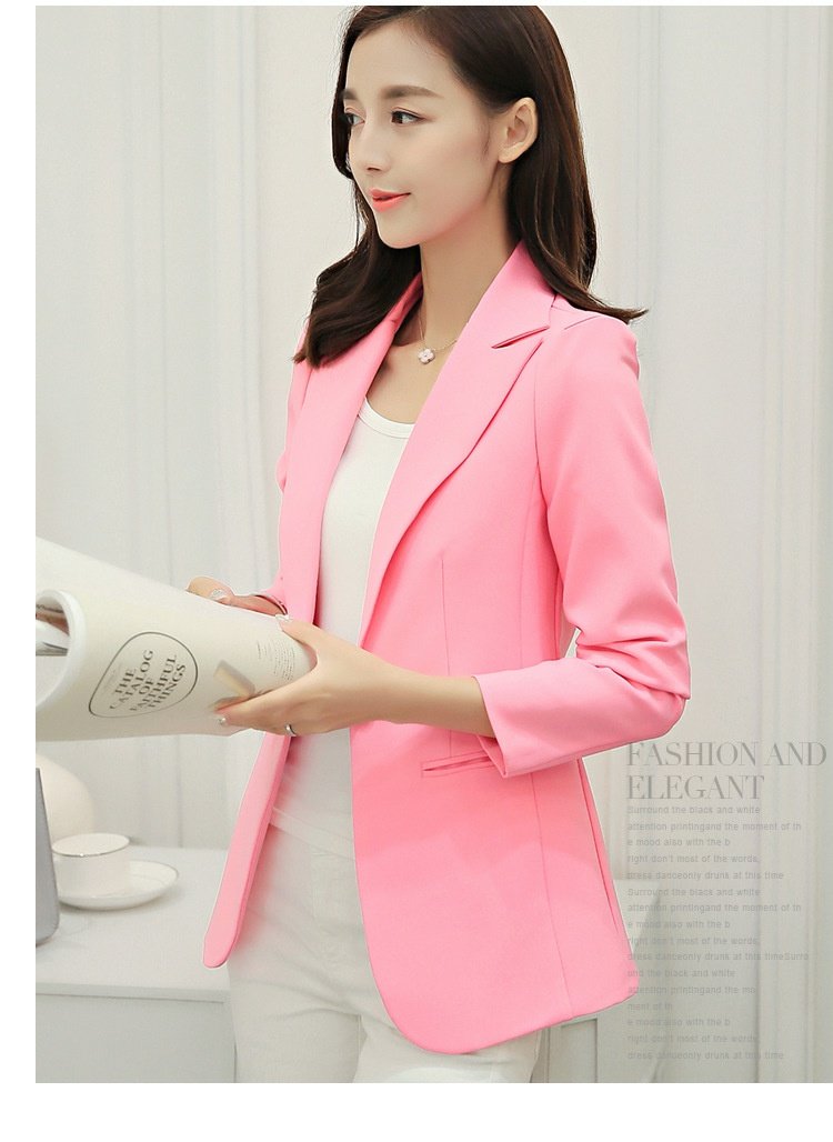 Mushroom Street Mới mùa xuân và mùa thu Phụ nữ Slim Suit nhỏ mỏng Tay áo dài Màu rắn OL Business Mặc Top Suit Jacket áo vest nữ hàng hiệu