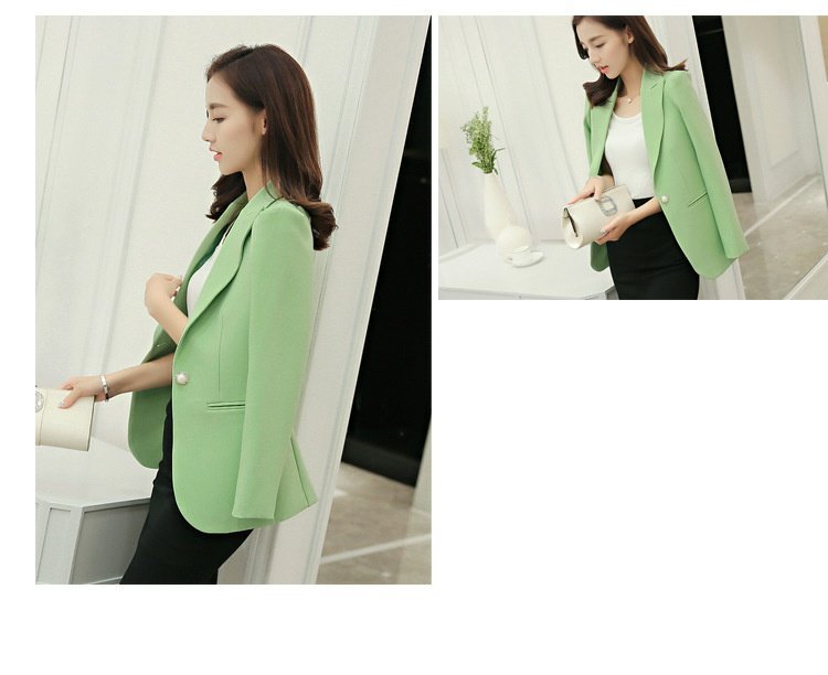 Mushroom Street Mới mùa xuân và mùa thu Phụ nữ Slim Suit nhỏ mỏng Tay áo dài Màu rắn OL Business Mặc Top Suit Jacket áo vest nữ hàng hiệu