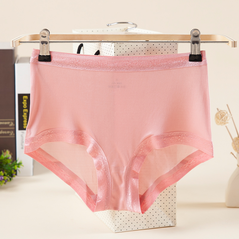 High - end sand silk silk silk silk female breathable sexy triangle lace bag large - size indentation flat panties