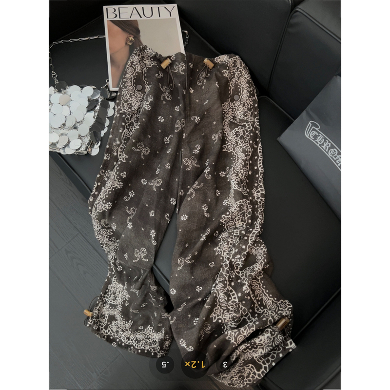 Vintage Paisley High-Waisted Wide-Leg Pants for Women with Drawstring and Cuffed Design, 2026 New Casual Versatile Straight-Leg Pants Vintage Paisley High-Waisted Wide-Leg Pants for Women with Drawstring and Cuffed Design, 2026 New Casual Versatile Straight-Leg Pants