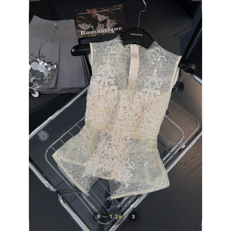 Heavy Lace Embroidery Sleeveless Vest for Women, Elegant and Sophisticated, 2026 New Style, Slim Fit Blouse Top