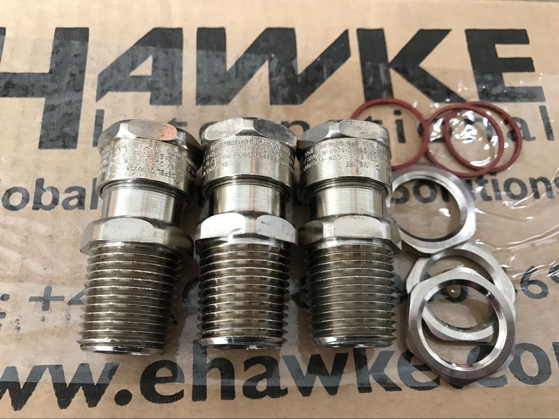British HAWKE explosion-proof Glen heads copper nickel plated 501 421 O 1 2NPT with lock nut gasket