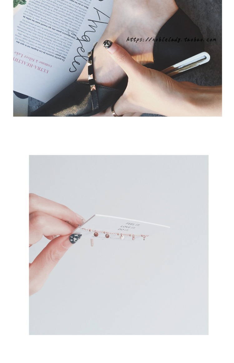 Quý cô tùy chỉnh Minimalist slim 18k túi vàng hồng mặt dây chuyền nhỏ mảnh vàng vòng chân không phai nhỏ sequin - Vòng chân vòng chân