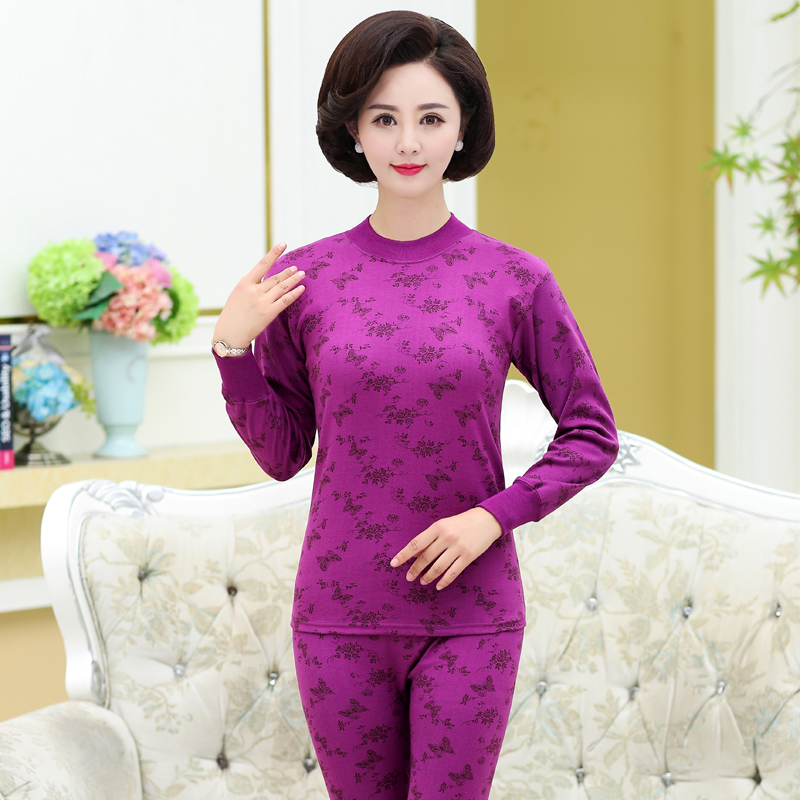 Trung niên và tuổi quần mùa thu bông ông già mỏng bông áo len set mẹ ấm đồ lót womens quần dòng.