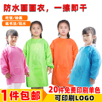 Child Drawing Coat Long Sleeve Waterproof Apron Hood Dress Kindergarten Anti-Dress Custom Logo Painting Hood Clothing Oil Dirty