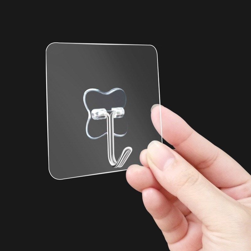 Transparent adhesive hook powerful no-mark hanger wall stainless steel towel hook small hook kitchen deity free of punch