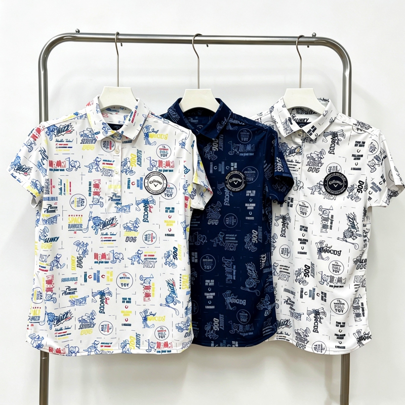 Original Golf Women's Toy Story All-Over Print Pattern Sports Lapel Short-Sleeve T-Shirt Polo Shirt