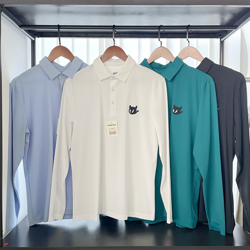 [Special Offer] Little Devil Golf Men's Embroidered Patch High-Stretch Long-Sleeve Polo Shirt, Simple and Neat