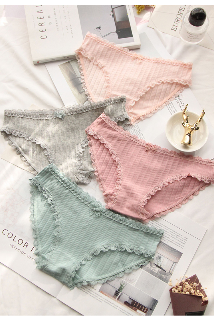 Nhật Bản đặt hàng đồ lót cotton nữ chủ đề cotton cô gái eo thấp màu rắn thoáng khí phần mỏng dễ thương tóm tắt nhỏ tươi - Giống cái quần chip nữ đẹp