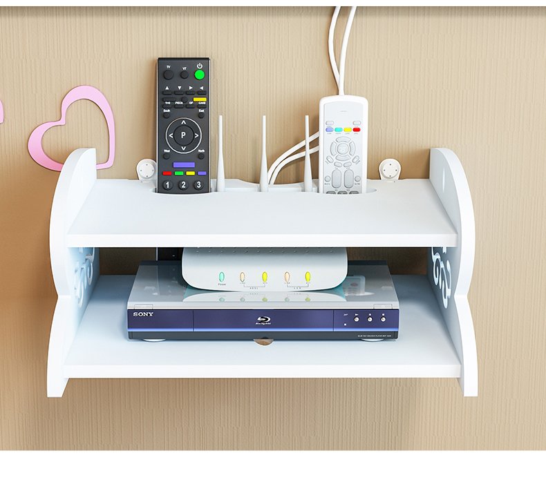 TV set-top box frame punch miễn phí kệ phòng khách TV tường trang trí phòng ngủ treo tường bộ định tuyến phân vùng - Kệ kệ để giày dép bằng gỗ